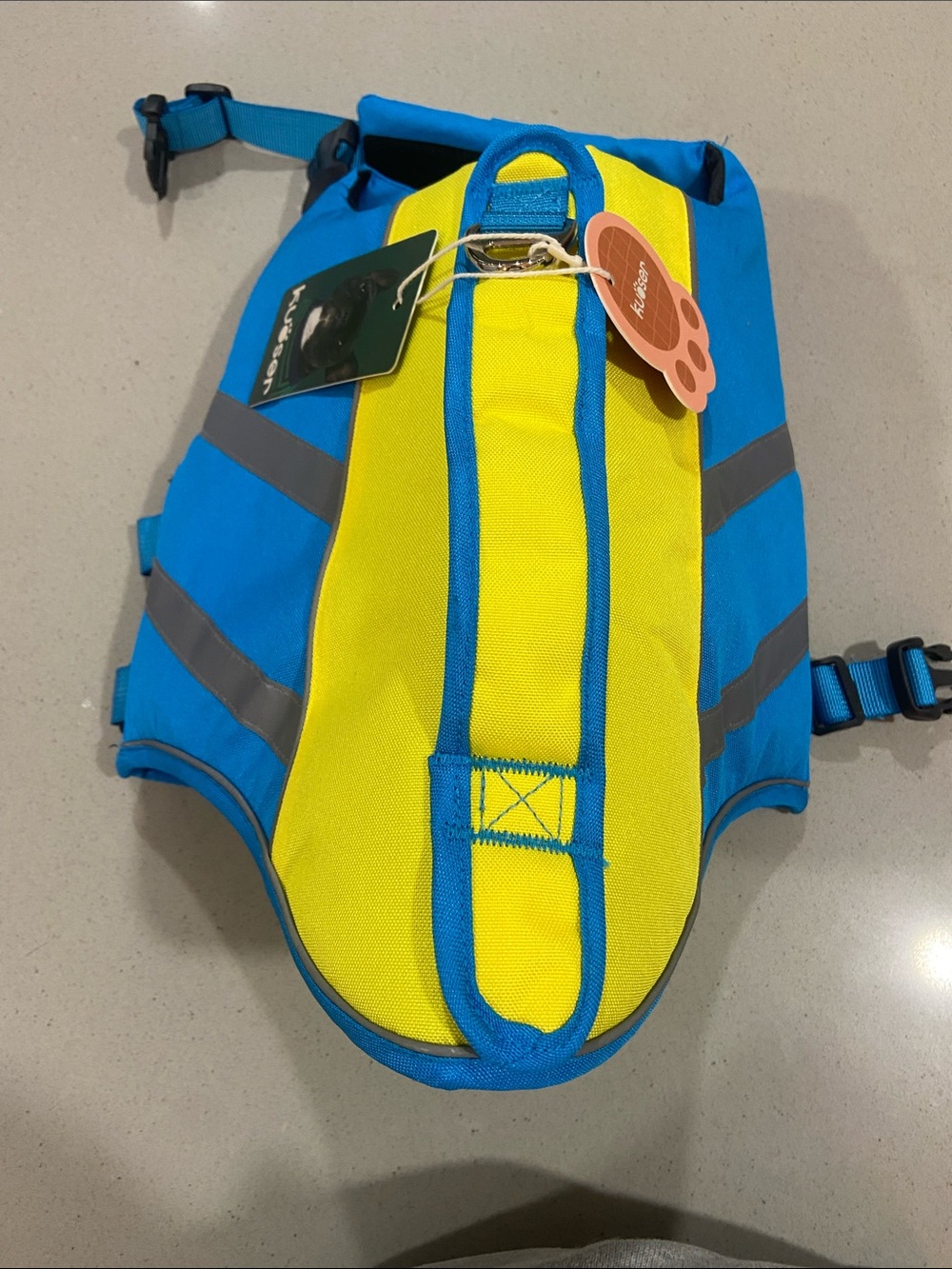 Dog One-Piece Safety Vest - Blue and Yellow